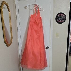 Blondie Nites Pink Halter Prom Gown